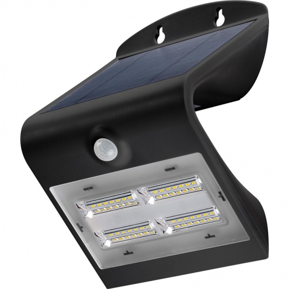 Goobay LED Solar Wandleuchte mit Bewegungsmelder, Wasserfest (IP65) 3,2 W, Schwarz, Energieklasse: A++