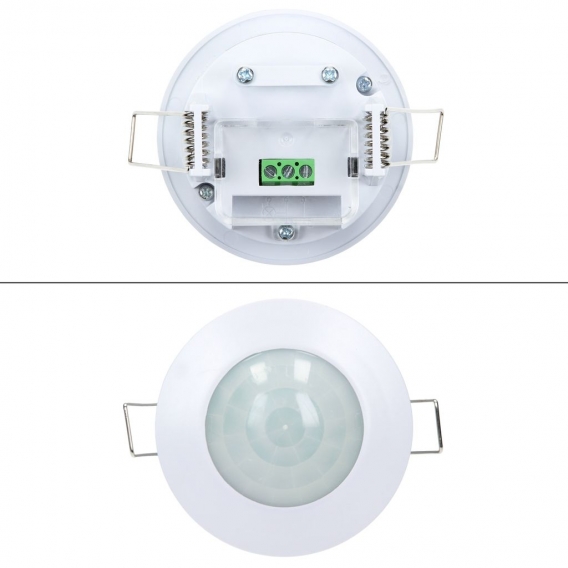 ECD Germany Bewegungsmelder 360° Ø61mm 1200–3000W Weiß, Reichweite 6m, Infrarot Sensor, IP20, programmierbar, Innen/Außen, Einba