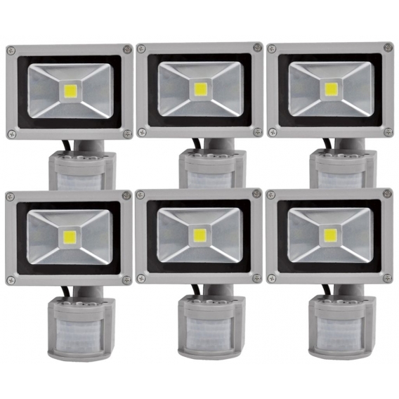 Greenmigo 6pcs 10W LED Fluter Flutlicht Außen Strahler Bewegungsmelder mit PIR IP65 Scheinwerfer Außenstrahler Außenleuchten Wan