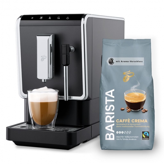 Tchibo Kaffee Vollautomat Esperto Latte mit Milchaufschäumfunktion inkl. 1kg Barista Caffè Crema für Caffè Crema, Espresso und M