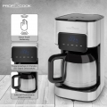 ProfiCook Kaffeeautomat PC-KA 1191 für 8-10 Tassen, elektronische Aromawahlfunktion, Sensor Touch-Bedienung, Edelstahl-Thermokan