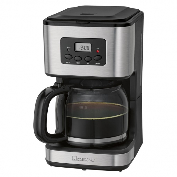 Clatronic KA 3642 Kaffeefiltermaschine für 12-14 Tassen 1,5 L, Programmierbare 24-Stunden LCD-Digital-Zeitschaltuhr, Edelstahlfr