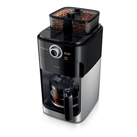 Philips Grind und Brew HD7769/00 Filterkaffeemaschine (mit Mahlwerk, Timer, doppeltes Bohnenfach) edelstahl/schwarz