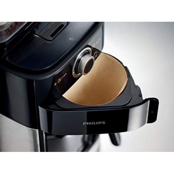 Philips Grind und Brew HD7769/00 Filterkaffeemaschine (mit Mahlwerk, Timer, doppeltes Bohnenfach) edelstahl/schwarz