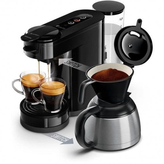 PHILIPS SENSEO HD6592 / 61 Kaffeemaschine mit Kapsel oder Filter Schalter - Isolierkanne - 1 l - tiefschwarz