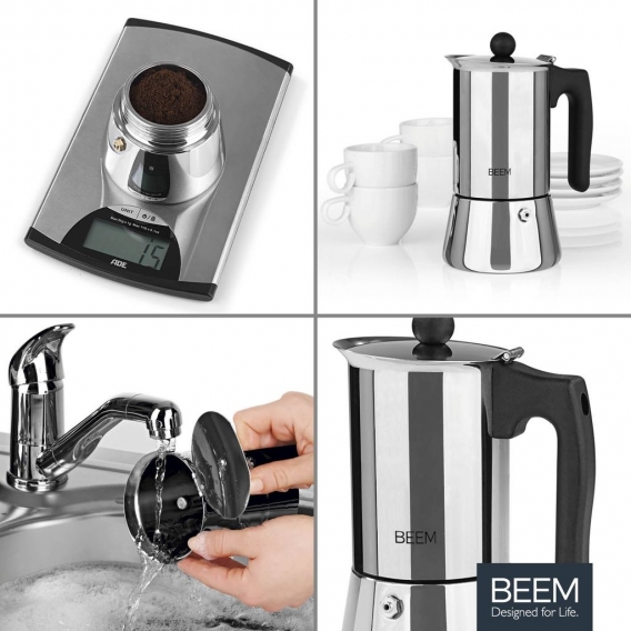 Espressokocher Espresso Moka Mokka Maker Kaffee Kocher Induktion Edelstahl BEEM