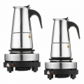 300ml Espressokocher Elektrisch Kaffeekanne Edelstahl Espressokännchen Mokkakanne 220V Mokkakanne Kaffeekocher Silber