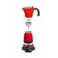 Bestron Elektrischer Espresso-Kocher mit 360° Basis, Viva Italia, Für 6 Espressotassen: 180 ml, 480 Watt, Aluminium, Farbe: Rot