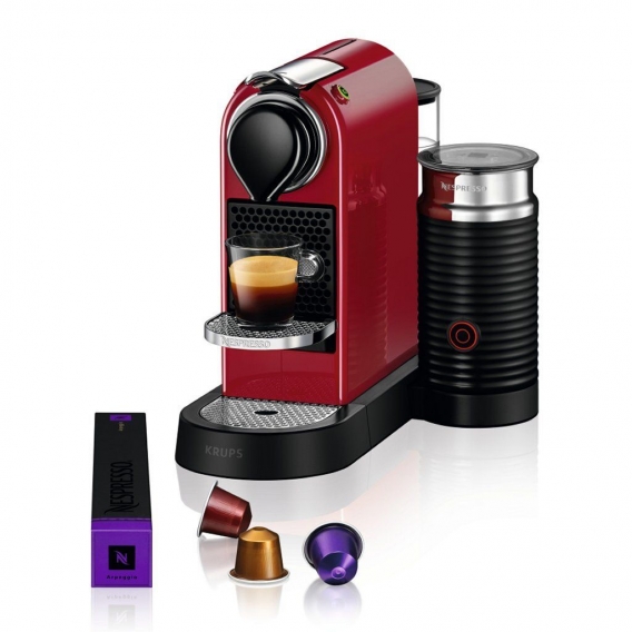 Krups XN7615.19 Nespresso Citiz & Milk Kaffeekapselmaschine (1260 Watt, Wassertankkapazität: 1l, Pumpendruck: 19 Bar) rot