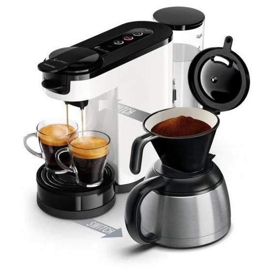 PHILIPS SENSEO Switch HD6592 / 01 Kaffeemaschine mit Kapsel oder Filter - Isotherme Kanne - 1 L - Weiß