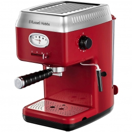 More about Russell Hobbs Espressomaschine Retro Rot Siebträger (15 Bar, 2 Tassen-Einsätze, 1,1l abnehmbarer Wassertank, Dampf-Milchschaumdü