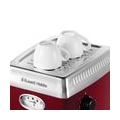 Russell Hobbs Espressomaschine Retro Rot Siebträger (15 Bar, 2 Tassen-Einsätze, 1,1l abnehmbarer Wassertank, Dampf-Milchschaumdü