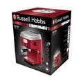 Russell Hobbs Espressomaschine Retro Rot Siebträger (15 Bar, 2 Tassen-Einsätze, 1,1l abnehmbarer Wassertank, Dampf-Milchschaumdü