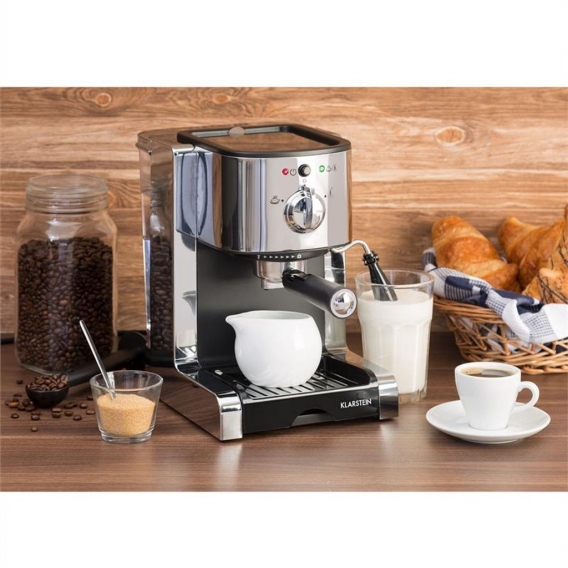 Klarstein Passionata 15 Espressomaschine Espresso-Automat Kaffee-Maschine 1470 Watt 1,25 Liter automatischer Druckablass inkl. M