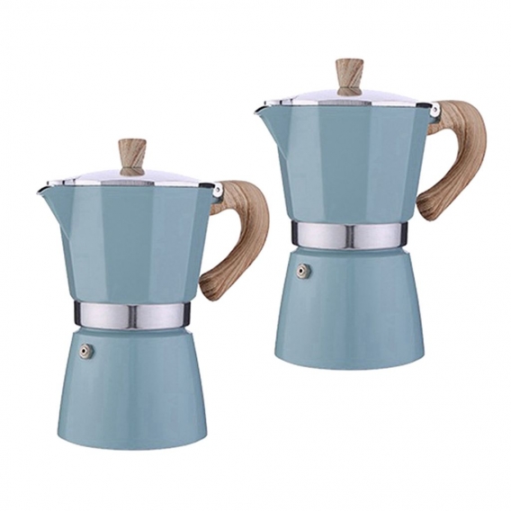 2x Classic Espressomaschine Espressomaschine Moka Pot Lake Blue 300ml