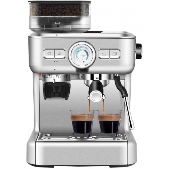 GOPLUS Kaffeevollautomat mit Milchaufschäumer, Kaffeemaschine mit 30-stufig Einstellbarer Feinheit, Automatisches Reinigung, 2-T