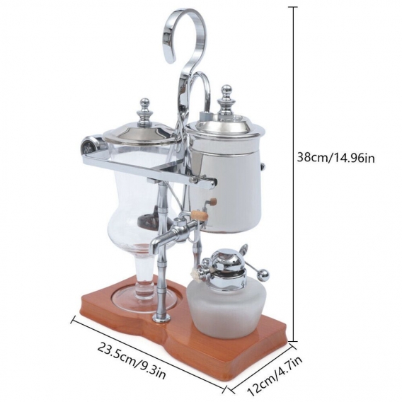 Vintage Siphon Tee Kaffeemaschine Vakuum Kaffeekanne Kaffeekocher Espressomaschine (silber)