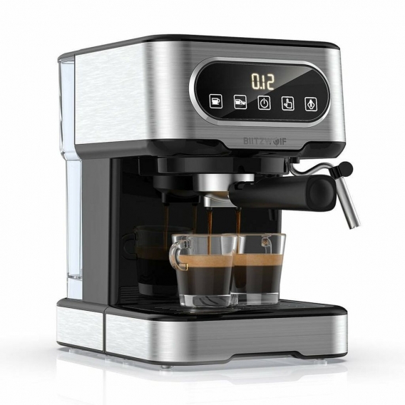 Blitzwolf Kaffeemaschine Espresso Machine BW-CMM2, 20bar, 1100W Cappuccino Milchschaum Duales System (silber)