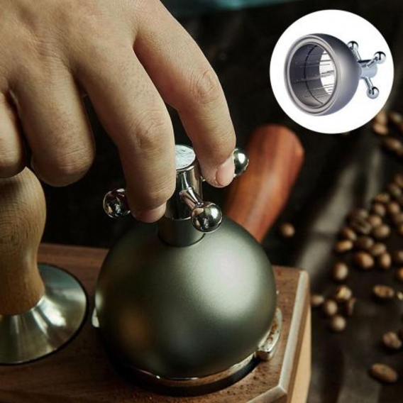 Edelstahl Nadel Kaffee Tamper,Espresso Tamper Distribution Leveler Tool,53mm Nadeltyp Handstampfer Farbe Grau