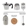 Milu Espressokocher (No Induktion) | 2, 3, 6, 9 Tassen | Aluminium Mokkakanne, Espressokanne, Espresso Maker Set inkl. Untersetz