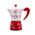 3 6 Tasse Moka Herd Espresso Kaffeemaschine Topf Latte Red Heart Print Größe 3 Tasse