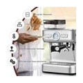 Siebtraegermaschine Kaffeemaschine Edelstahl, Espressomaschine mit PID-Temperaturregler & Mahlwerk, Kaffeepadmaschine mit 2L Abn