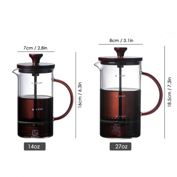 French Press Kaffeemaschine 14oz Edelstahl Hitzebestaendiges Borosilikatglas Kaffeekolben Klassisches French Press Kaffee- und T