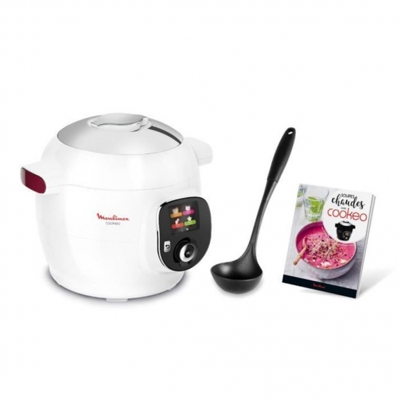 MOULINEX YY4405FB Cookéo Smart Multicooker + 6L 100 Schöpflöffel Rezepte und Kochbuch enthalten - Weiß