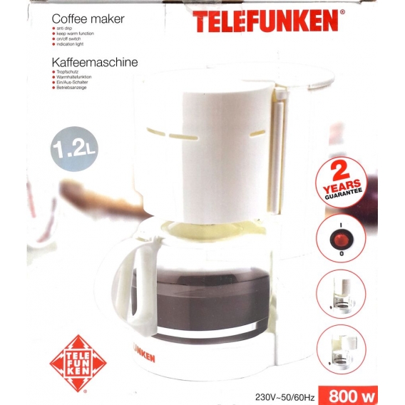 Kaffeemaschine Telefunken 800 Watt weiss Schwenkfilter