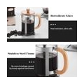 20oz French Press Kaffeemaschine mit Holzgriff High-Density Filter Hitzebestaendige Borosilikatglas Teekanne Kaffeepresse