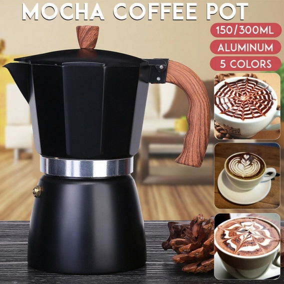 Aluminium Espresso-Kaffeemaschine nach italienischer Art Perkolator Herdplatte Kesselgrš¹n 150 ml 355,32 g