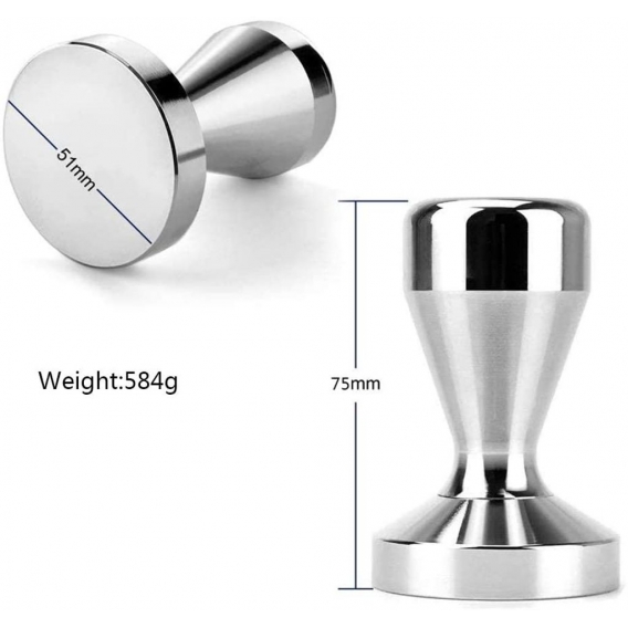 Kaffeemaschine Espresso Tamper Barista Kaffeepulver Bohnenpresse Edelstahl Flache Basis, 51mm