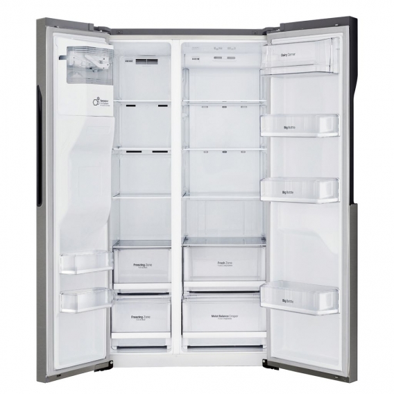 LG Side by Side Kühlschrank GSL 360 ICEZ, mit Festwasseranschluss, 179 cm hoch, 91,2 cm breit, Graphite,