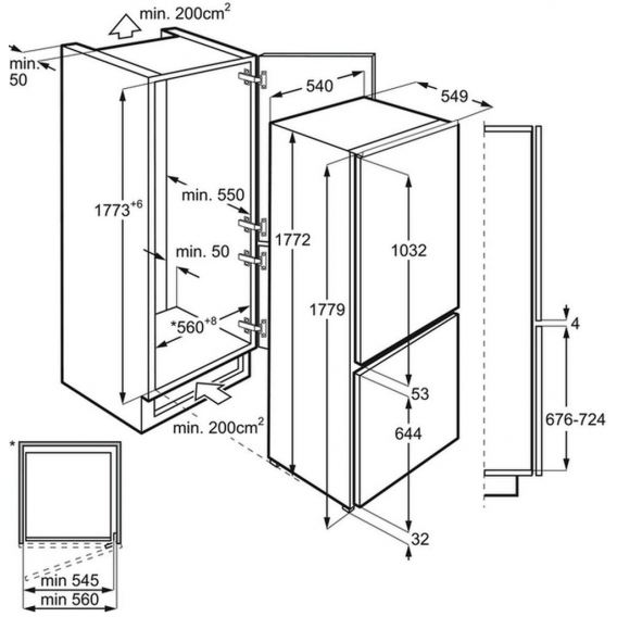 Zanussi ZNLN18FS1 Kühl-Gefrierkombination, 178 cm, Integriert