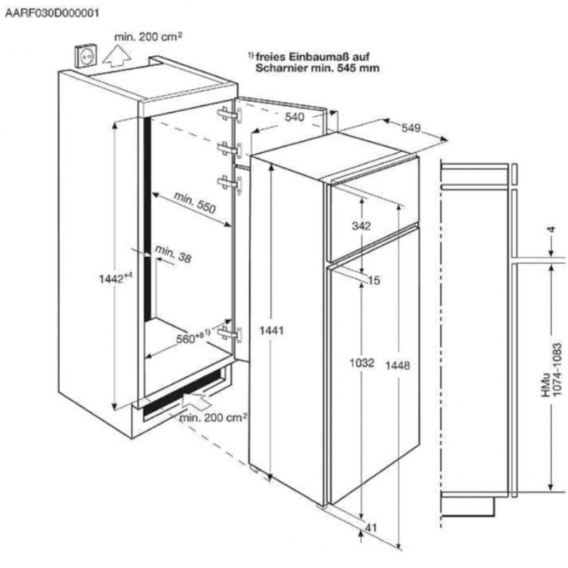 Zanker - KBT23001SB - Einbau-Kühl-Gefrierkombination -  - Weiß - Schlepptür-Technik