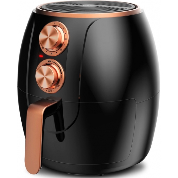 TurboTronic / Heißluftfritteuse / 3L / schwarz - gold / 1200W / Air Fryer mit Timer, Öl-und Fettfrei, Retro-Design, Fritteuse oh