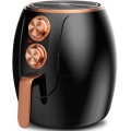 TurboTronic / Heißluftfritteuse / 3L / schwarz - gold / 1200W / Air Fryer mit Timer, Öl-und Fettfrei, Retro-Design, Fritteuse oh