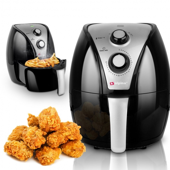 Alpina® Heißluftfritteuse, Airfryer Oven XL 3.2 Liter, Abnehmbare Frittierpfanne mit Antihaftbeschichtung, ohne Öl, 30min Timer,