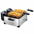 Melissa 16290044 Doppel Fritteuse 2 x 1800 Watt 3600 Watt gesamt, Kaltzonen Friteuse 2 x 3 Liter, 0-190°C, edelstahl gebürstet,g