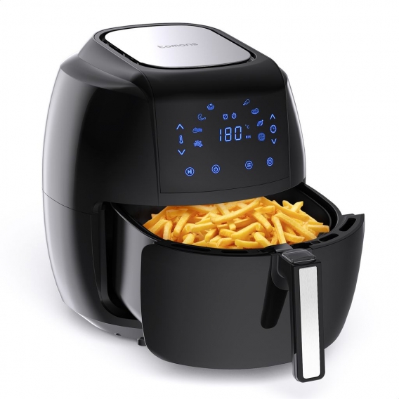 Tomons Heißluftfritteuse, 5,5L XXL Heissluft Fritteuse, ohne Öl Air Fryer mit 8 Programmen, mit Alarm, Digitalem LED-Touchscreen