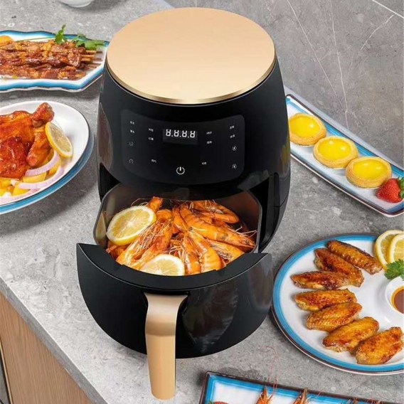 4,5L Friteuse Heißluftfritteuse Fettfrei Heißluft Airfryer Ofen Grill BBQ Pommes black