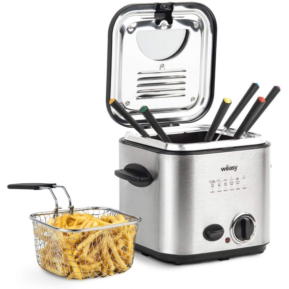 WEASY TB600 Edelstahl Fritteuse und Fondue Kombination 1,2 L 840 W