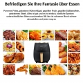 Sunnyme Heißluftfritteuse 4L Schwarz elektrische Fritteuse ölfreier Ofen Air Fryer mit LCD-Digitalbildschirm Frittiertopf 1200W