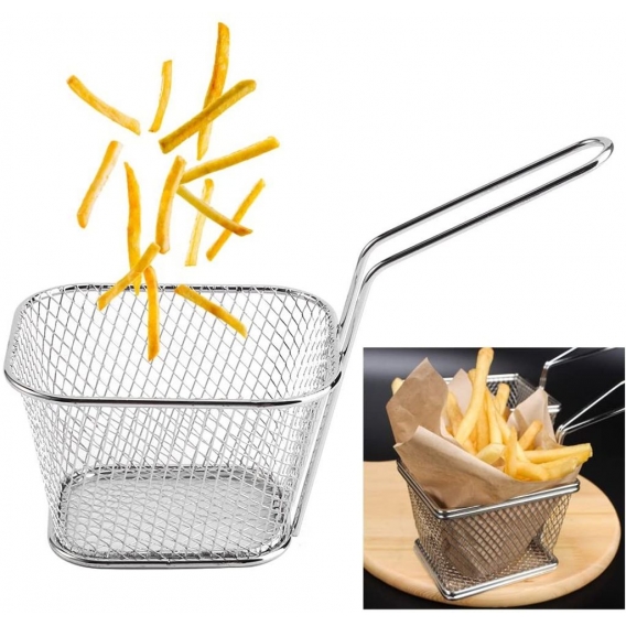 8Pcs,Frittierkorb,,Edelstahl,Frittierkörben,Friteusenkorb,Mini,Speisenpräsentation,Korb,zum,Frittieren,von,Pommes,Frites