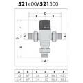 Caleffi Thermomischer Regelbereich 1/2" 30 °C - 65 °C 521400