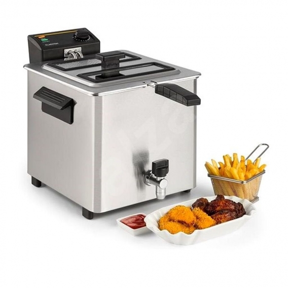 Klarstein Family Fry Fritteuse - 3000W, Garkorb nach XXL Concept, stufenlos regelbares Thermostat, Oil Drain Technology, Cool Zo