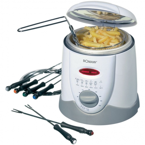 BOMANN Fondue-Fritteuse FFR 1290 CB Set Friteuse Fritöse 1L 900W 6 Fondue-Gabeln