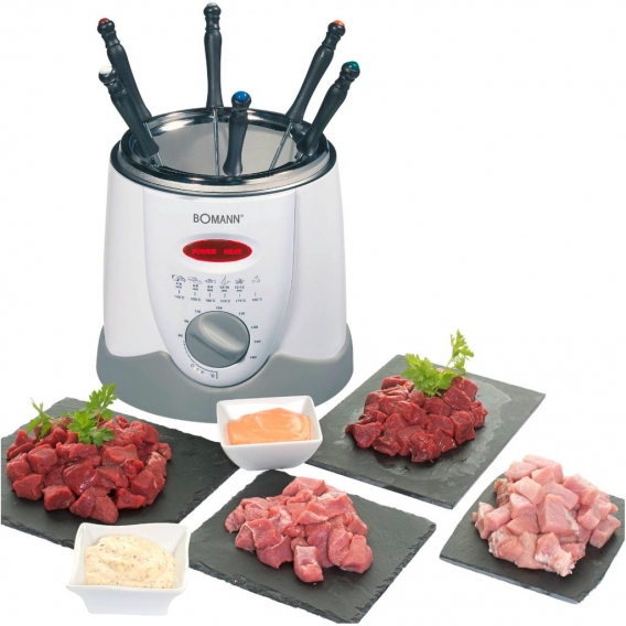 BOMANN Fondue-Fritteuse FFR 1290 CB Set Friteuse Fritöse 1L 900W 6 Fondue-Gabeln