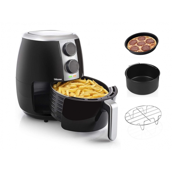 Heißluftfritteuse & 3tlg Zubehörset - Friteuse ohne Öl 3,5Ltr. Fritöse 1500 Watt