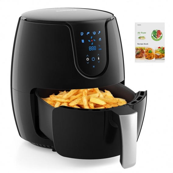 Tomons Heißluftfritteuse 3,5L XL Friteuse Heissluft Fritteusen Air Fryer, LED-Touch-Panel mit Temperatursteuerung und Timer, Hei